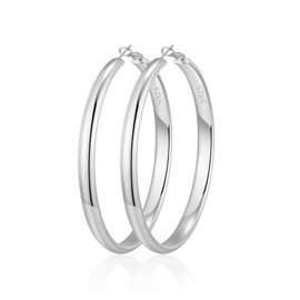 VEOFUX Sterling Silver Hoop Earrings for Women, 50mm Large Silver Big Hoop Earrings for Women