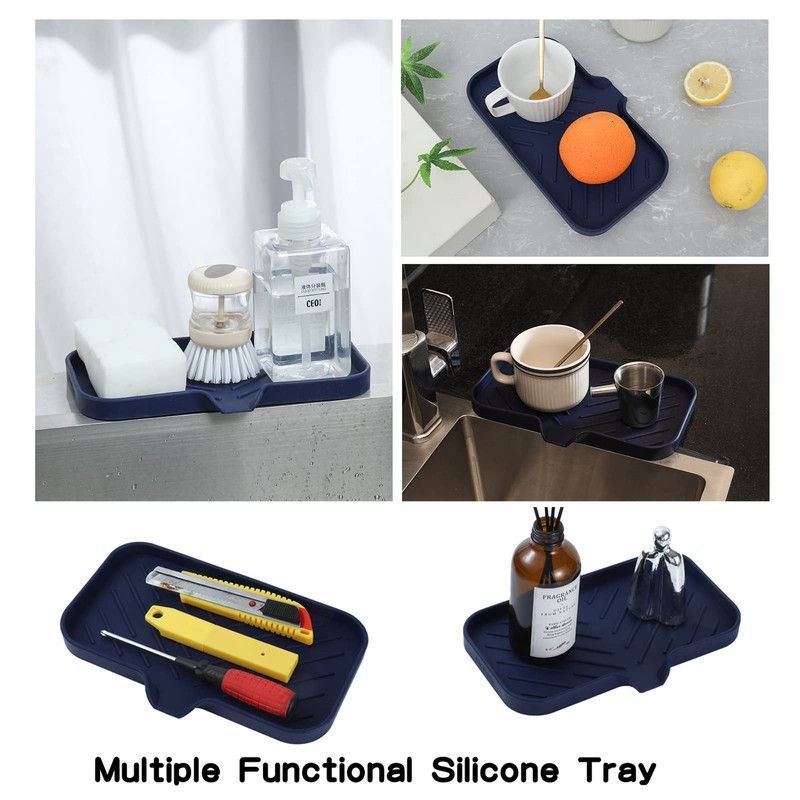 MicoYang Silicone Bathroom Soap Dishes with Drain Spout-Kitchen Sink Organizer,Sponge