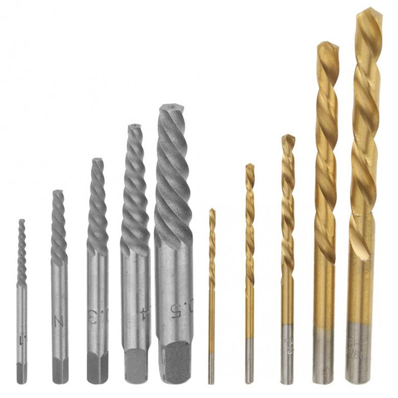 10Pcs Screw Extractor and Left Hand Cobalt Drill Bits Set
