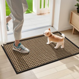 LEKEEPGO Door Mat Indoor Entrance 17"x29", Absorbent Indoor Door Mat, Non Slip Rubber Backing Inside Door Mats, Washable Floor Mat, Low-Profile Doormat for Front Door, Entryway, Entrance, Black