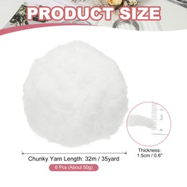 PATIKIL 35yds Faux Fur Yarn, 6 Skeins 0.4" OD 50g Soft Fuzzy Yarn Crochet Fluffy Chunky Polyester Plush Fur for Crocheting and Hand Knitting Shawls Hat Blanket Rug, White