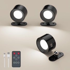 Fuligent Rechargeable Wall Sconce, Dimmable LED Reading Light with Remote Control & Timer, 3 Color Temps Battery Operated Cordless Wall Lights for Living Room Hallway, 3 Pack - Black