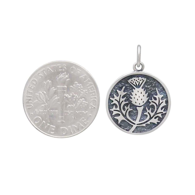 Scottish Thistle 925 Solid Sterling Silver Charm Pendant Bracelet Jewelry