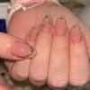 Glitter Gold French Tip Press on Nails Almond Short Fake