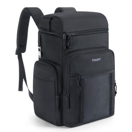 TOURIT Waterproof Cooler Backpack: 30 Cans Insulated Leakproof Portable Cooler Bag Beach Travel Camping Picnic Hiking Black