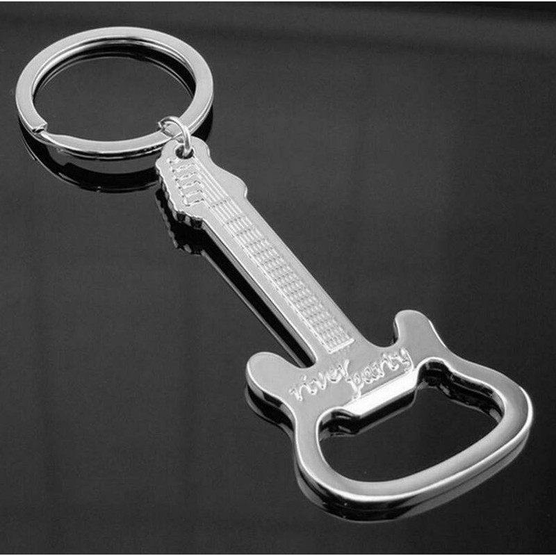 Générique Electric Guitar Style Steel Bottle Opener Keyring, Moyen, Stainless