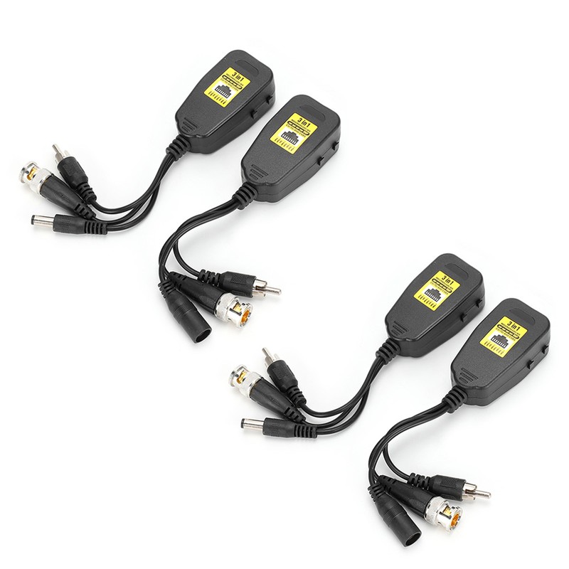 2Pair 3 In-1 PowerVideoAudio Balun Connector Transmitter 8MP CVi AHd