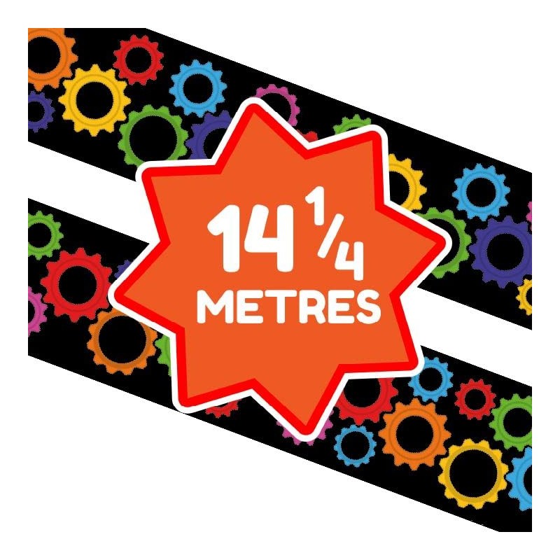 Colourful Cogs Classroom Trimmers 14.25m long Notice Board Display Borders