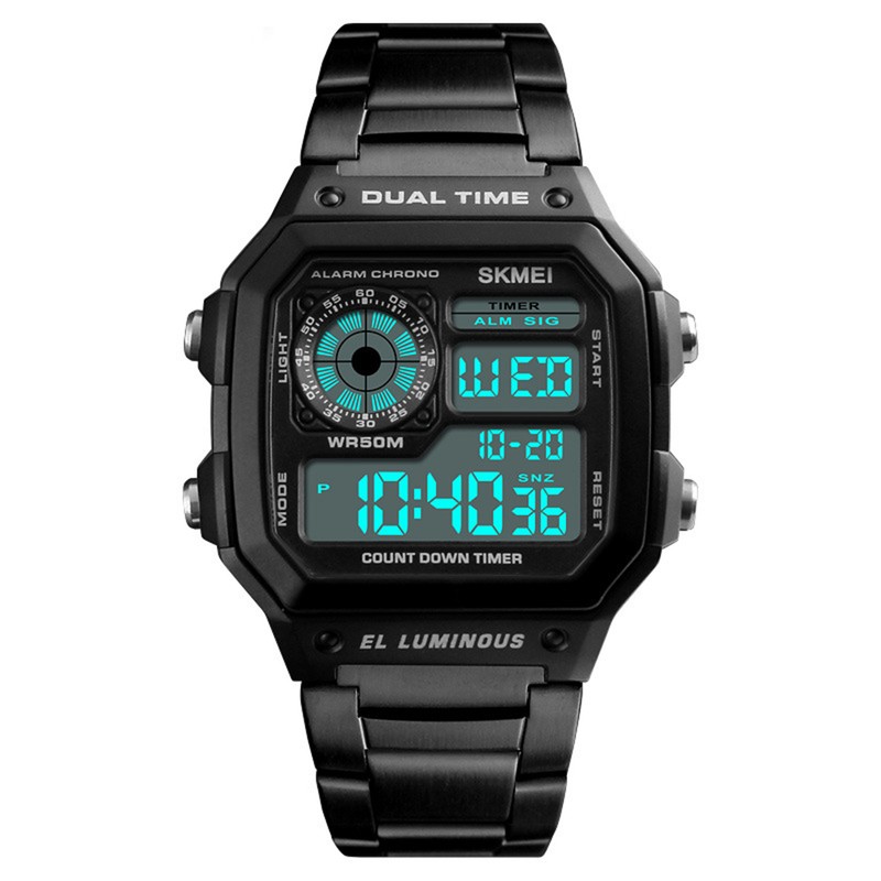 Men Digital Watch Stopwatch Countdown Alarm Luminous Watch