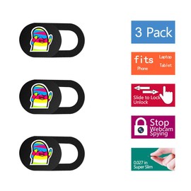 SIREG Webcam Cover Ultra Thin - Web Camera Cover fits Laptop,Tablet,Computer, Smartphone, Protect Your Privacy and Security,Strong Adhesive (Rainbow People-Black & 3 Pack)