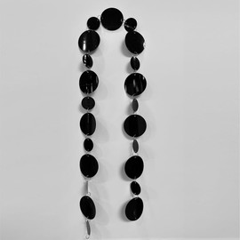 Dilcamrita Black Foil Fringe Curtain Backdrop, 20 Packs Black Metallic Tinsel Sequin Curtain Circle Dots Garland for Wedding, Birthday Party Decoration