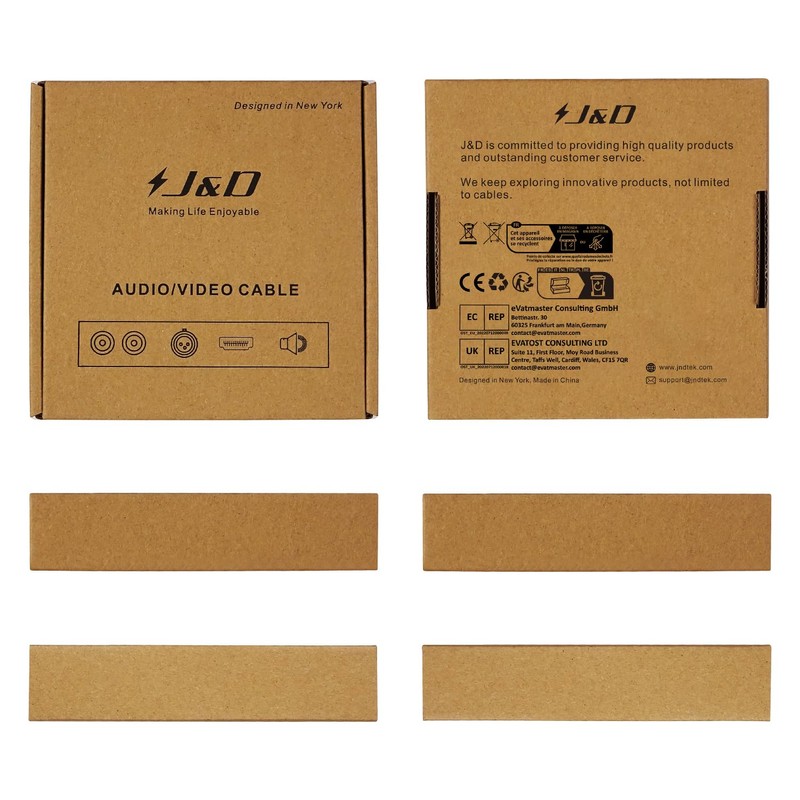 J&D 2 RCA Extension Cable, RCA Cable, Gold Plated Copper