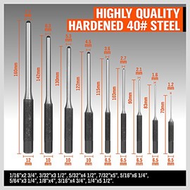 HORUSDY 9 Pieces Roll Pin Punch Set, Removing Repair Tool with Holder for Automotive, Watch Repair, Jewelry and Craft