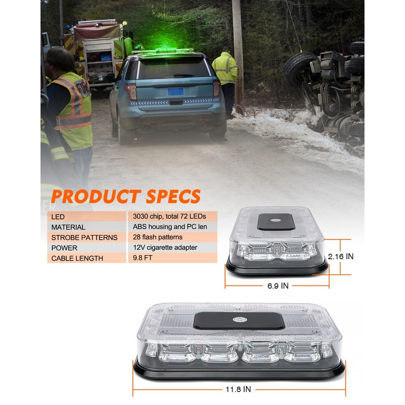 LUMENIX LED Roof Top Strobe Beacon Light Bar Rooftop Security