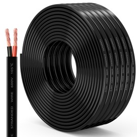 50 FT 12 Gauge Wire 2 Conductor Electrical Wire, 12 AWG Stranded PVC Cord, 12V Low Voltage/Copper Clad Aluminum/Flexible Cable Extension Cord for Speaker, LED Strips, Automotive 12V/24V DC
