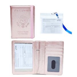 NASNOVA Passport and Vaccine Card Holder, PU Leather Passport Holder with CDC Vaccination Card Slot, Other Card Slots, Leather Travel Documents Organizer, Passport Wallet with Vaccine Card Protector.