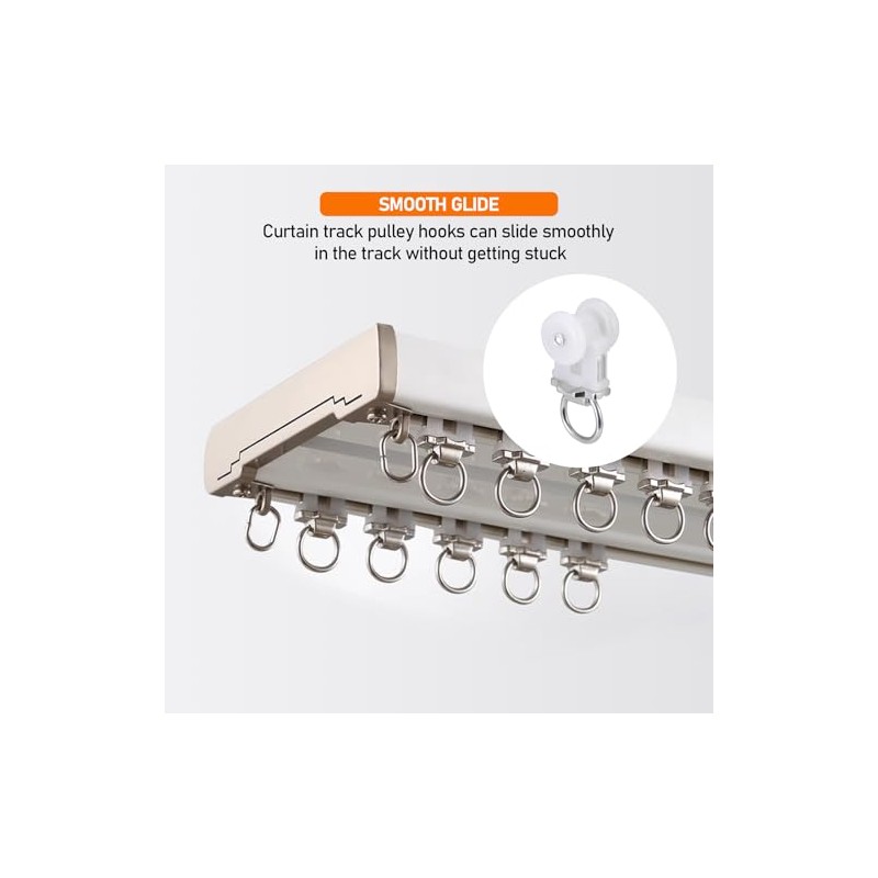 40 Pcs Curtain Track Roller Hooks Curtain Rail Ceiling Gliders