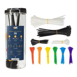 Zipiti 750 Pack Colored Zip Ties Cable Ties - Heavy Duty Multi-Purpose Nylon Cable Zip Tie - Assorted Lengths 4, 8, 11 -Self Locking Durable Cable Management Heavy Duty Tie Wraps for Home and Workshop