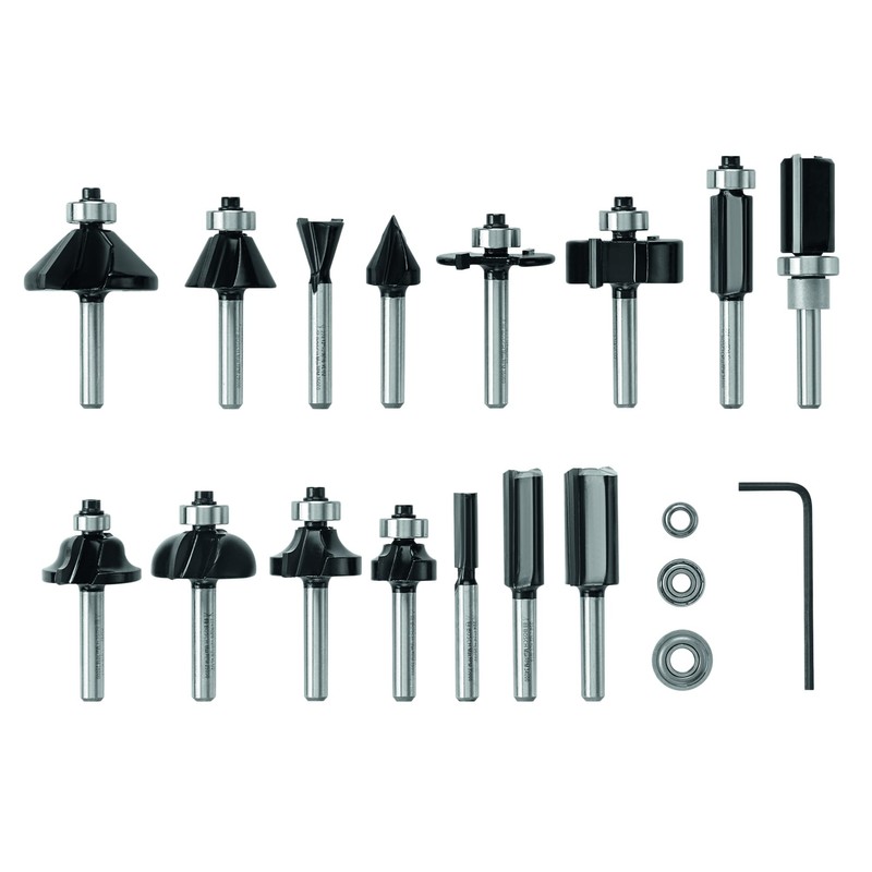 BOSCH RBS015MBS 15-Piece (Universally Compatible Accessory) Carbide-Tipped Wood Router Bit