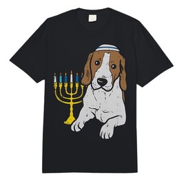 Jewish Beagle Dog Menorah Hanukkah Pajamas Chanukah PJs Comfort Colors Adult Heavyweight T-Shirt