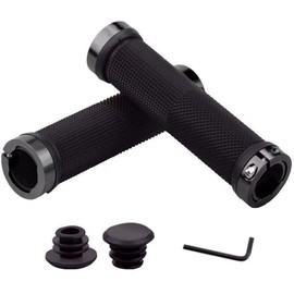 2 Bike Grips, Double Lock & Anti-Slip Handlebar Grips for MTB/BMX/Road Bikes - Universal Fit 20-22mm Cycling Handlebar Grips for Commuting, Sports, Kids