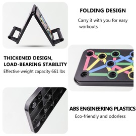 Adjustable Push Up Board - Foldable Design & Interchangeable Grip Positions for Targeted Chest, Shoulder, Back Workouts - Home Gym Strength Training for Men/Women