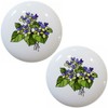 Set of 2 Violets Floral Ceramic Cabinet Drawer Pull Knobs