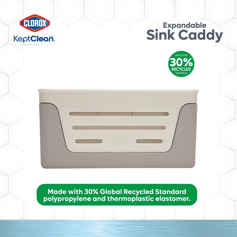 Clorox KeptClean Expandable Sink Caddy, one size, Almond Cream