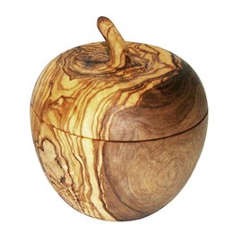 KeboLiv Olive Wood Apple Tin / Utensil Box Each Tin is Handmade from One Piece of Olive Wood with a Beautiful Grain, Each Tin is Unique