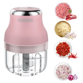 Vegetable Chopper, Electric Garlic Chopper, 250ML USB Rechargeable Mini Blender, Powerful Small Food Processor, Blender to Vegetable, Wireless Food Cutter for Ginger, Chili, Fruit, Meat, etc（Pink）