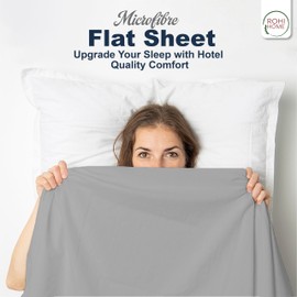 Rohi Microfibre Double Flat Sheet Silver – Comfy Soft & Breathable Flat Bed Sheet – Anti Allergy & Durable Top Sheets for Hotels, Bedrooms & Guest Rooms – Easy Care Layer Sheet (Silver, 228 x 255cm)