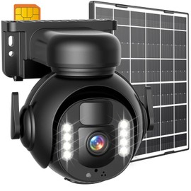 Solar Camera Outdoor Wireless - 4G LTE Cellular Cameras for Home Security 4K, No Wifi Solar Powered Camera 355° Live View Color Night Vision PIR Motion Sensor 2 Way Talk Preinstalled 64G SD & SIM Card