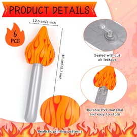 YOTHORN 6 Pcs Inflatable Torches, Large Torch Prop for Sport Games, Plastic Torch for Sport Party Competitions Medieval Luau Themed Party Decorations