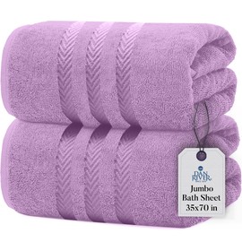DAN RIVER Pack of 2 Bath Sheet 35x70 Inches, XL Towels Oversized for Adults, Fluffy and Soft Plush Towels - Lavender