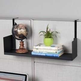 Wallniture Libro Cubicle Shelf 24" Cube Storage Organizer Bookshelf with Cubicle Hooks, Home Office Desk Organizer (Black)