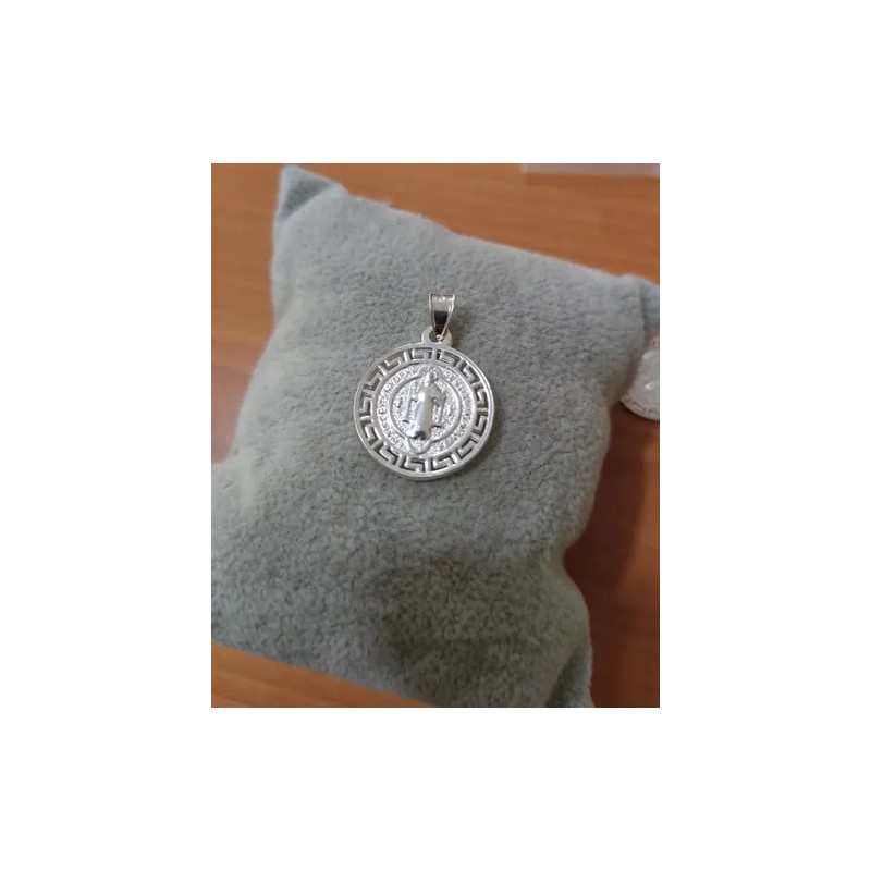 Dije Medalla San Benito Grecas Plata 925 Chi Proteccion