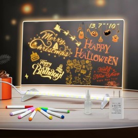 2-Pack LED Note Board with 7 Colors,13.7"x10" Light Up Dry Erase Board for Kids with 4 Modes,Includes Adapter,Invisible Stand,7 Markers,Spray Bottle,Hanging Chain - Holiday Gift,Acrylic Board