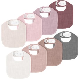 Coreeky 8 Pack Muslin Baby Bibs for Boys Girls, Soft Cotton Baby Bibs for Drooling and Teething (Embrace)
