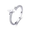 Cubic Zirconia Little Butterfly Open Statement Rings S925 Sterling Silver