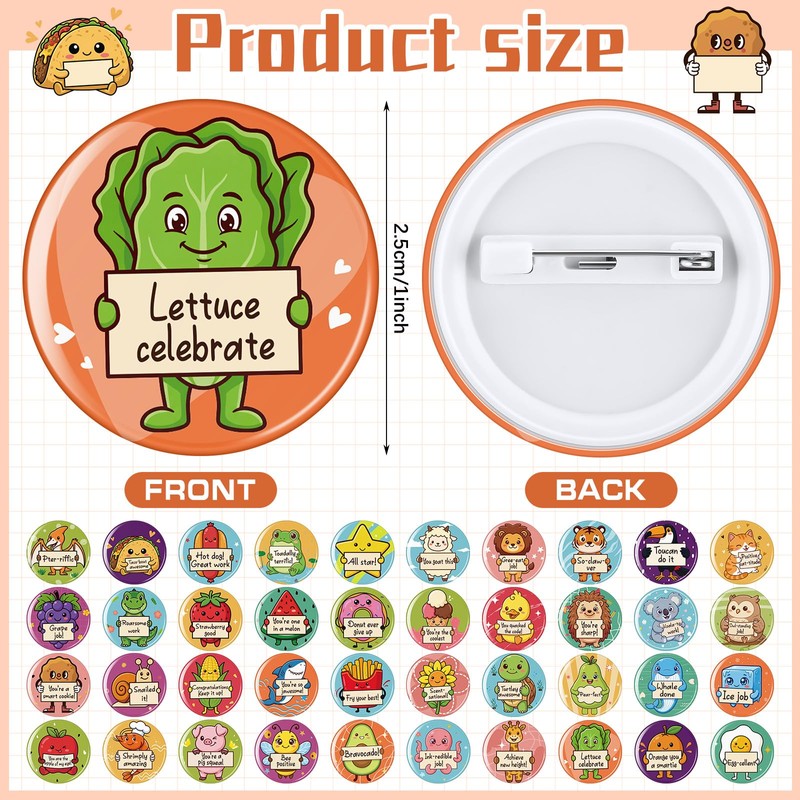 XunYee 200 Pcs Reward Button Pins Mini Round Inspirational Button,