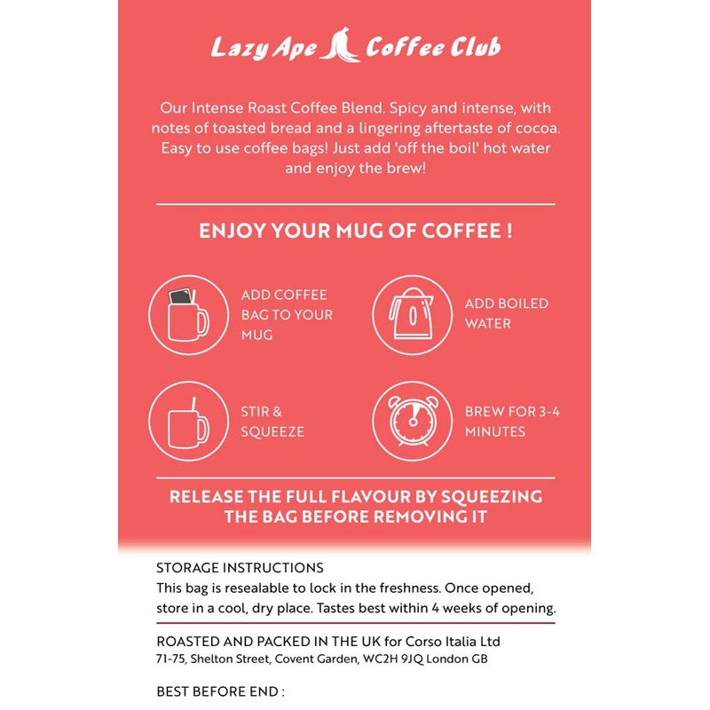 Lazy Ape Coffee Club - 50 Coffee Bags | INTENSE