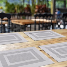 marysgift Place Mats Set of 6 Heat Resistant Table Mat Washable Non Slip Resistant Kitchen Party Restaurant Hotel Easy to Clean, Gray