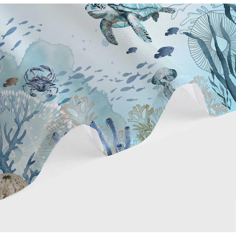 Hjokiupt Sea Turtle Shower Curtain for Bathroom, Teal Blue Ocean