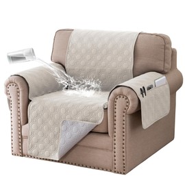 BellaHills Armchair Cover 100% Waterproof Non-Slip Sofa Slipcovers Couch Covers Washable with Elastic Strap Sofa Protectors from Pets Cats (Chair 22", French Oak)