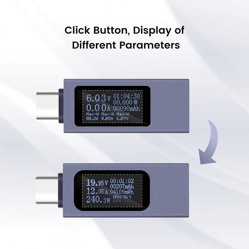 USB C Tester Heemol Meter Meter Phone Charging Tester USB