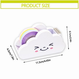 Yharnamite Cloud Shaped Tape Dispenser with Rainbow Tape, Cute Tape Machine, Tape Dispenser Holder for School, Office, Home
