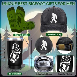 JTAMOHI Bigfoot Gifts, Sasquatch Gifts, Big Foot Sasquatch Gifts, Sasquatch Lovers Gifts with 20 Oz Tumbler Candle Baseball Cap Socks Keychain for Men Women, Bigfoot Lover Birthday Christmas Gifts