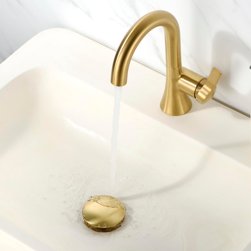 Luxier DS02-TG 1-5/8 in. Brass Bathroom and Vessel Sink Push
