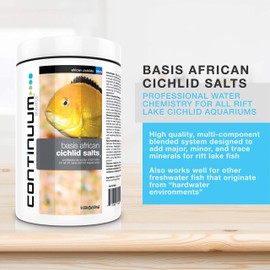 Continuum Aquatics Basis African Cichlid Salts - Professional Water Chemistry Blend for All Rift Lake Cichlid Aquariums, 500 Grams
