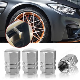 Unbranded 4X Silver Aluminum Metal Wheel / Tire Valve Stem Air Caps for Hyundai Santa Fe